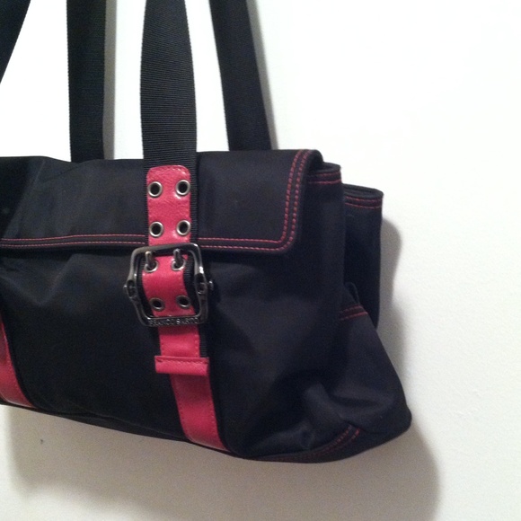 Franco Sarto Black Pink Nylon Shoulder Bag - Picture 4 of 4